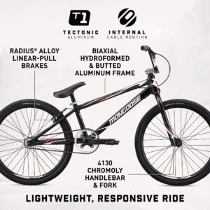 Mongoose Title Elite Pro BMX Race Bike with 24-Inch Wheels in Black for Advanced and Returning Riders, Featuring Professional-Grade 6061 Tectonic T1 Biaxial Hydroformed and Butted Aluminum Frame