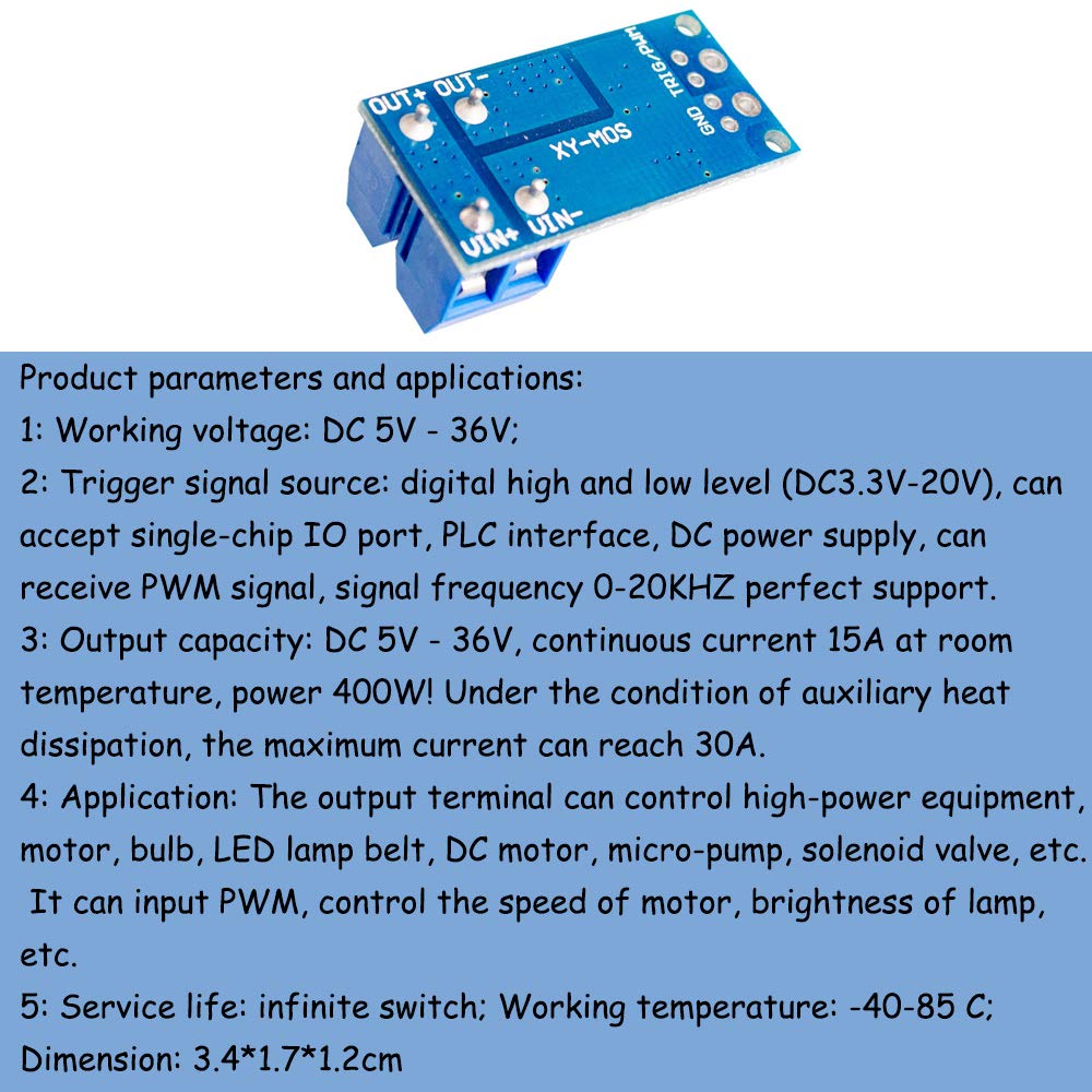 Comimark 6Pcs 15A 400W MOS FET Trigger Switch Drive Module PWM Regulator Control Panel