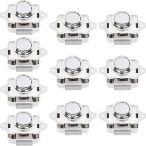 lesoleil push button latch locks - 10 pcs rv cabinet door push lock catch keyless knob for camper van motorhome caravan boat silver