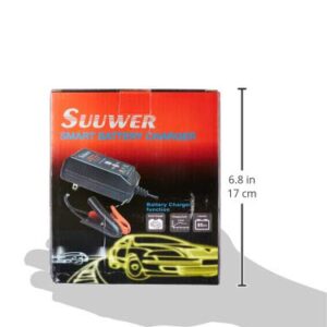 Suuwer 1.5-Amp Trickle Charger 8V/12V Fully-Automatic Smart Battery Charger/Maintainer for Motorcycle, Golf Cart, Car, Lawn Mower and More