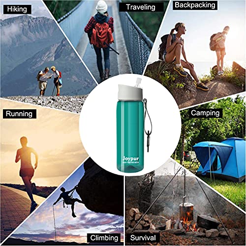 Joypur 0.01 μm Ultra Filtration Portable Water Bottle - 4-Stage Filtered BPA-Free Reusable Water Bottle - for Survival,Hiking,Emergency,Camping and Backpacking
