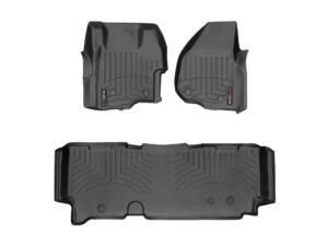 weathertech custom fit floorliners for ford super duty - 1st & 2nd row (444261v-443053v), black