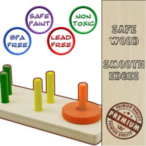 Wooden Educational Sorting and Stacking Toy - Learn Color and Shape Recognition – Puzzle Blocks Toy for Toddlers – Preschool Children Game – Kids Montessori Education