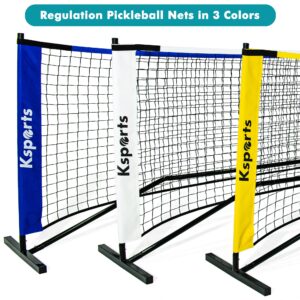 Ksports 22 Feet Multifunctional Nylon Pickleball Net with 4 LED Shuttlecocks, Carry Bag and 2 Game Balls for Badminton and Tennis, for Sports, Blue