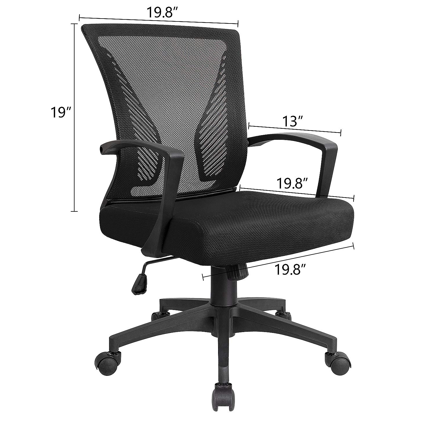 KaiMeng Office Ergonomic Mesh Computer Chairs Lumbar Support Mid Back Study Desk Chair Small Modern Task Chair Cheap Adjustable Swivel, Black