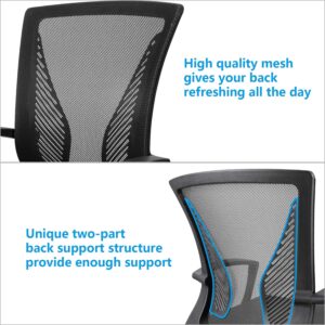 KaiMeng Office Ergonomic Mesh Computer Chairs Lumbar Support Mid Back Study Desk Chair Small Modern Task Chair Cheap Adjustable Swivel, Black