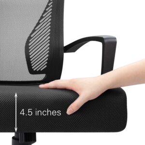 KaiMeng Office Ergonomic Mesh Computer Chairs Lumbar Support Mid Back Study Desk Chair Small Modern Task Chair Cheap Adjustable Swivel, Black