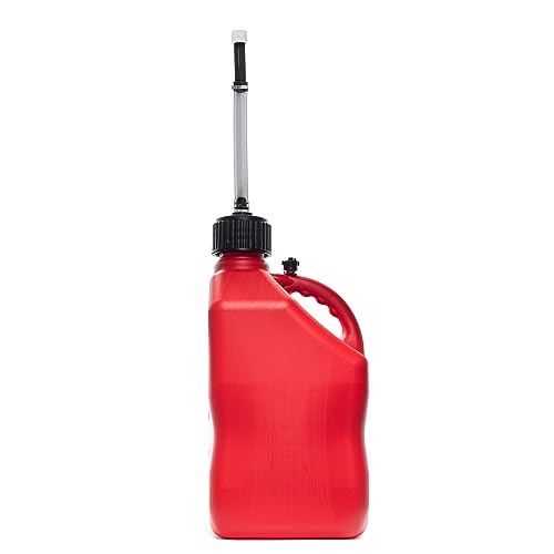 VP Racing 5.5-Gallon Square Motorsport Container (2 Pack) Red with 14" Deluxe Filler Hose (1 Pack) Features Close-Trimmed Cap and Neck for Tight Seal