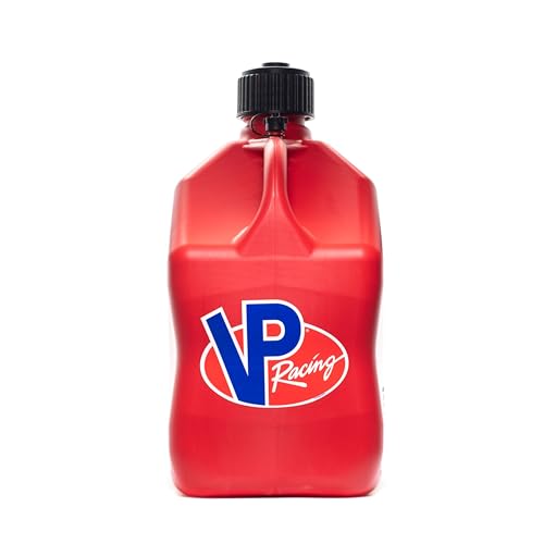 VP Racing 5.5-Gallon Square Motorsport Container (2 Pack) Red with 14" Deluxe Filler Hose (1 Pack) Features Close-Trimmed Cap and Neck for Tight Seal