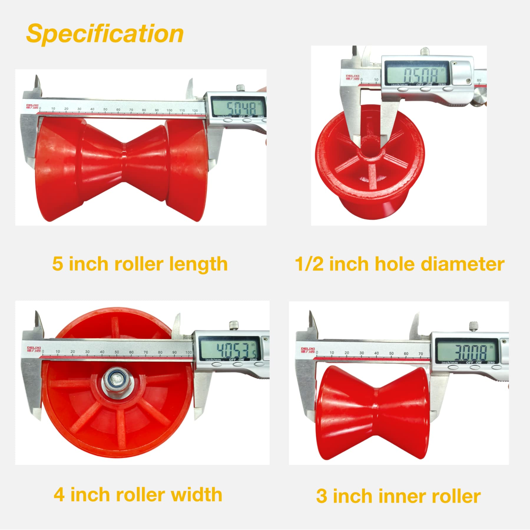 UANOFCN 3" Boat Trailer Roller Assembly 1/2" Shaft Non Marking Polyurethane