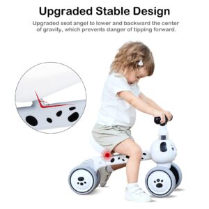 Ancaixin Baby Balance Bikes for 1 2 3 Year Old Boys Girls, Riding Toys for 10-36 Month Toddler | No Pedal Infant 4 Wheels Baby Bicycle | Best First Birthday New Year Holiday (Dog)