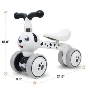 Ancaixin Baby Balance Bikes for 1 2 3 Year Old Boys Girls, Riding Toys for 10-36 Month Toddler | No Pedal Infant 4 Wheels Baby Bicycle | Best First Birthday New Year Holiday (Dog)