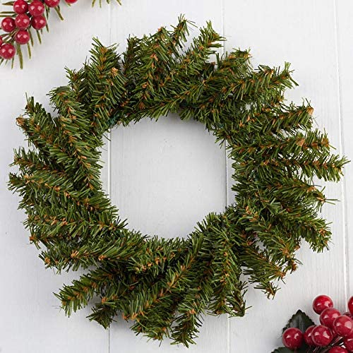 Pack of 2 Artificial Holiday Pine Wreaths (7 Inch) by Factory Direct Craft - Small Christmas Pine Wreaths Holiday Decoration for Kitchen Cabinets, Dining Room Chairs and Holiday Tables