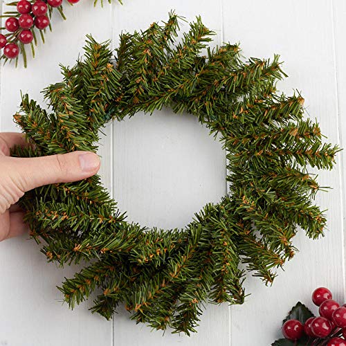 Pack of 2 Artificial Holiday Pine Wreaths (7 Inch) by Factory Direct Craft - Small Christmas Pine Wreaths Holiday Decoration for Kitchen Cabinets, Dining Room Chairs and Holiday Tables