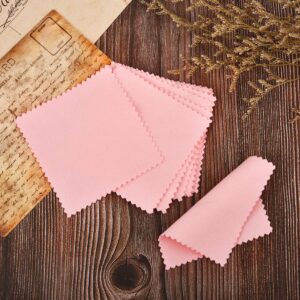 SEVENWELL 50pcs Jewelry Cleaning Cloth Pink Polishing Cloth for Sterling Silver Gold Platinum Small Polish Cloth 8x8cm