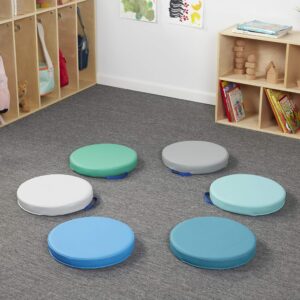 Factory Direct Partners SoftScape 15 inch Round Classroom Floor Cushions with Handles; Flexible Seating for Daycare, Preschool, Playroom; 2 inch Thick Deluxe Foam (6-Piece) - Contemporary, 11232-CT