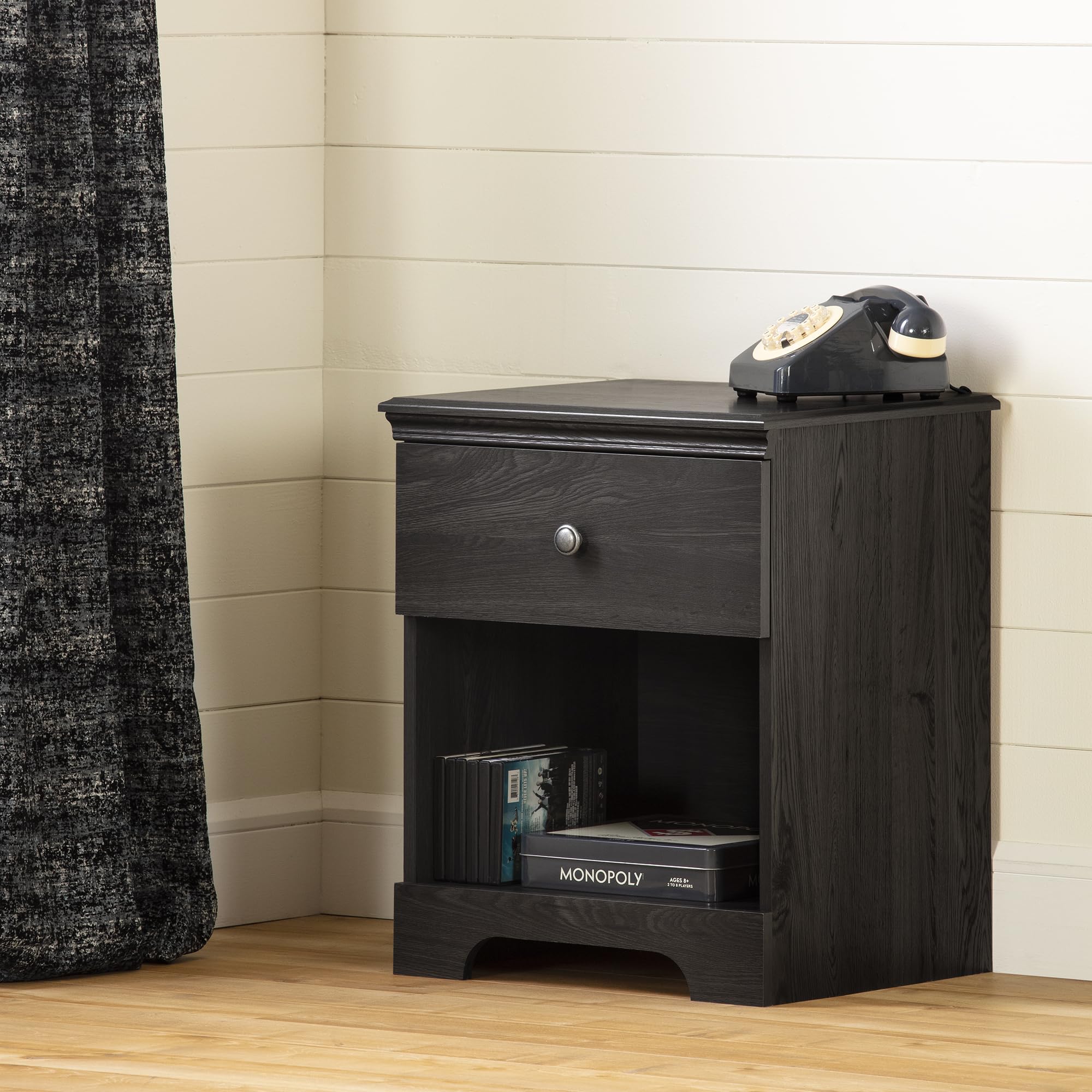 South Shore Zach 1-Drawer Nightstand-Gray Oak