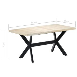 vidaXL Solid Mango Wood Dining Table Kitchen Dinner Dining Room Home Office Indoor Furniture Meal Restaurant Table Side End Stand 63"