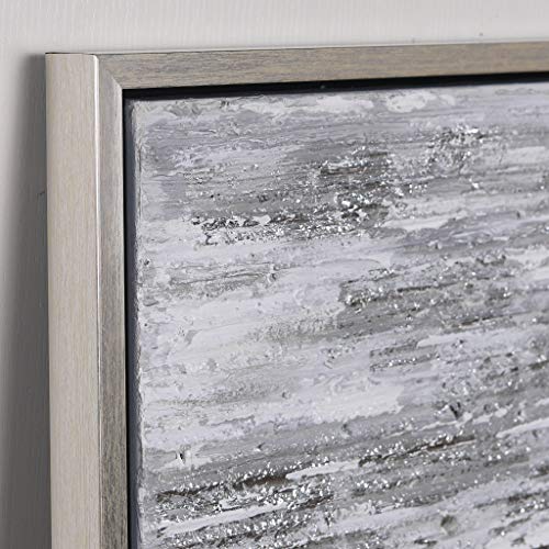 Empire Art Direct Abstract Wall Art Textured Hand Painted Canvas by Martin Edwards, Champagne Frame, 24" x 48", Silver Frequency