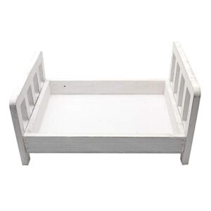 Erthree Baby Photography Bed Baby Photo Props White Wood Doll Bed Detachable Photo Background for Baby Photo Studio