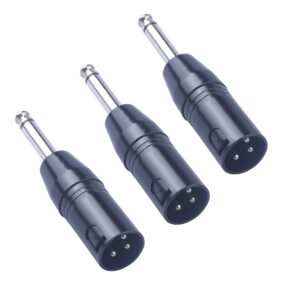 Devinal XLR Male to 1/4" Adapter Upgrade 6.35mm Mono to XLR Gender Changer, Quarter Inch TS to 3 PIN XLR Converter Audio Coupler Connector Metal Construction Mic Jack Plug (3 Pack)