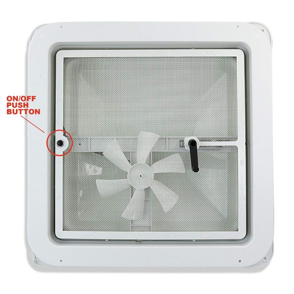 14" RV Trailer Roof Vent Complete 12 Volt Fan w/White lid and Interior Garnish