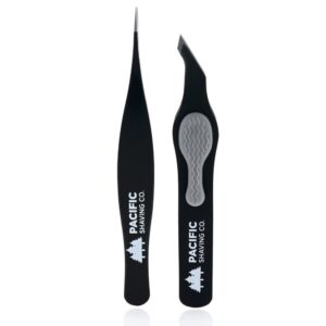 Pacific Shaving Company Premium Tweezers Set - A Shaving/Grooming Must-Have (1x Essential Slant Tip, 1x Precision Point Tip) 1 ea