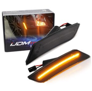 ijdmtoy smoked lens 27-smd amber full led bumper side marker light kit compatible with 2013-2014 cadillac ats, 2017-up cadillac xt5; compatible with 2019-up chevy blazer, replace amber sidemarkers