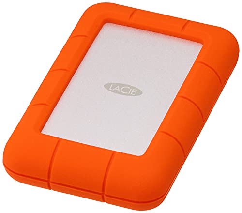 LaCie Rugged Mini, 5T,B USB 3.0 Portable 2.5 inch External Hard Drive for PC and Mac, Orange/Grey, with Rescue Services (STJJ5000400)