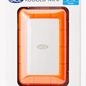 LaCie Rugged Mini, 5T,B USB 3.0 Portable 2.5 inch External Hard Drive for PC and Mac, Orange/Grey, with Rescue Services (STJJ5000400)