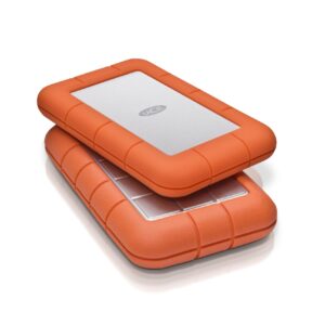 LaCie Rugged Mini, 5T,B USB 3.0 Portable 2.5 inch External Hard Drive for PC and Mac, Orange/Grey, with Rescue Services (STJJ5000400)