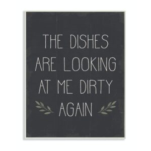 stupell industries dishes looking dirty funny family kitchen word, design by artist daphne polselli art, 10 x 0.5 x 15, wall plaque