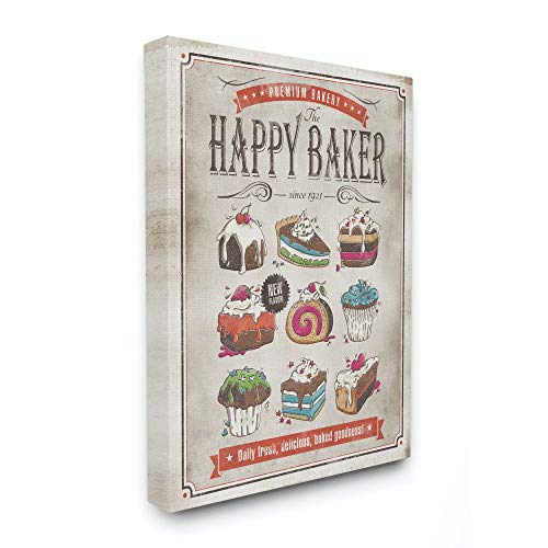 Stupell Industries Happy Baker Vintage Comic Book Design Canvas, Multi-Color