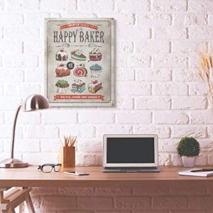 Stupell Industries Happy Baker Vintage Comic Book Design Canvas, Multi-Color