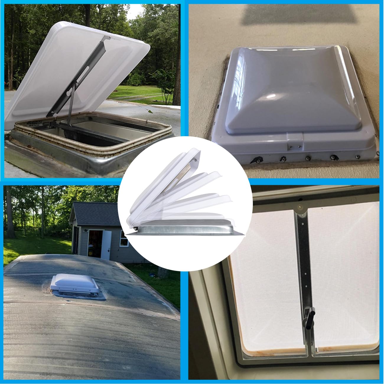 Swess RV Roof Vent Lid Cover for Jensen Metal Roof Vents Suitable for 13 * 13 Inch Motorhome Roof Vent Cover Camper Trailer