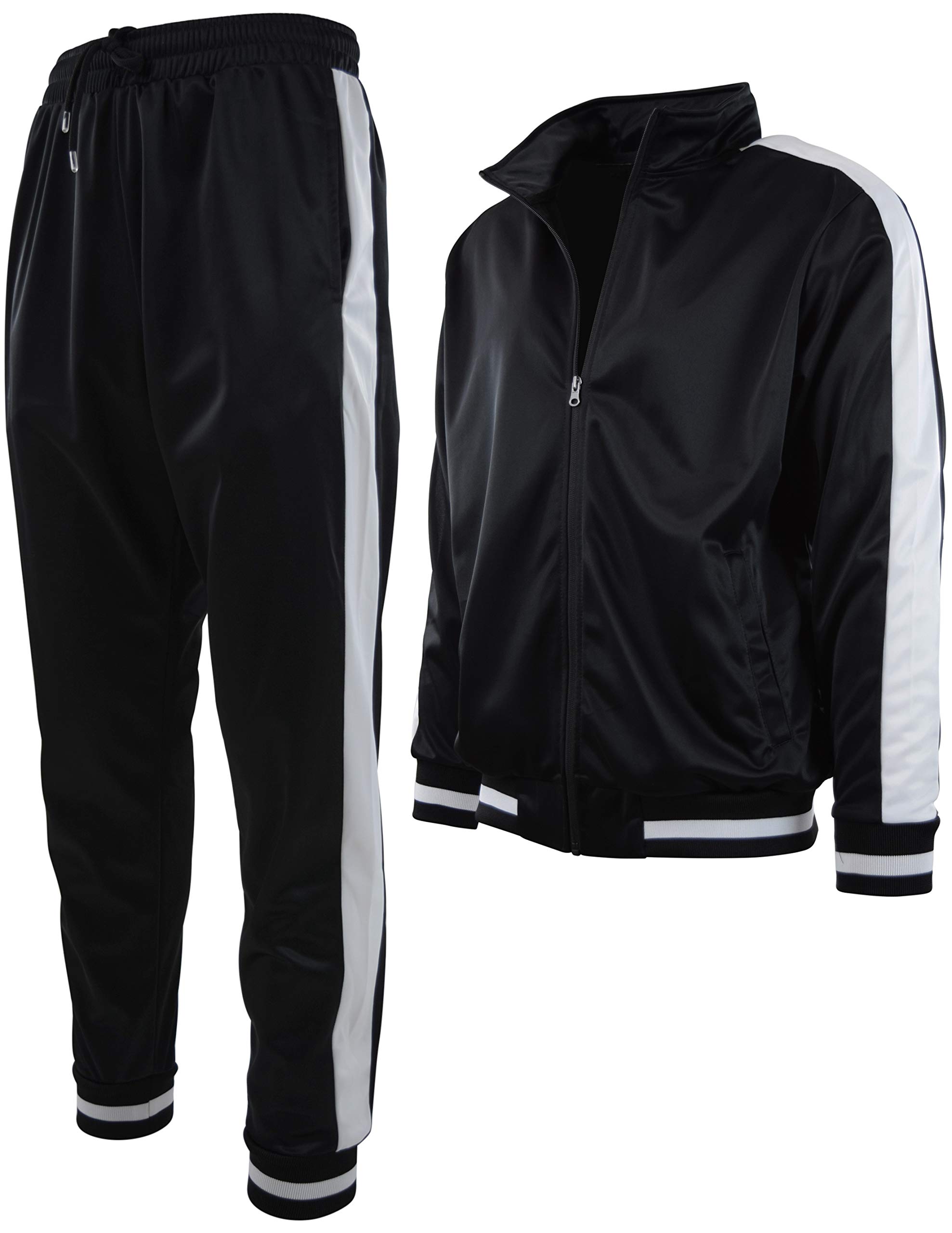 ChoiceApparel Mens Athletic 2 Piece Tracksuit Set (XL, 877-Black)