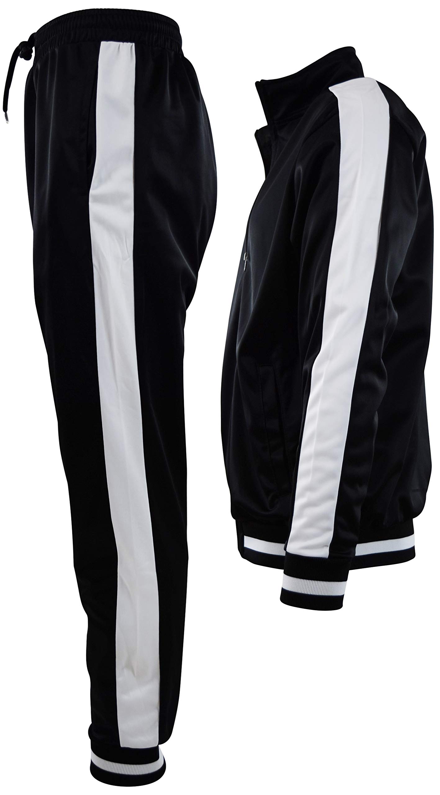 ChoiceApparel Mens Athletic 2 Piece Tracksuit Set (XL, 877-Black)