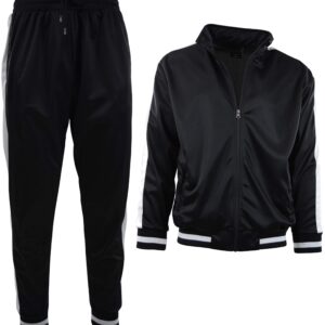 ChoiceApparel Mens Athletic 2 Piece Tracksuit Set (XL, 877-Black)