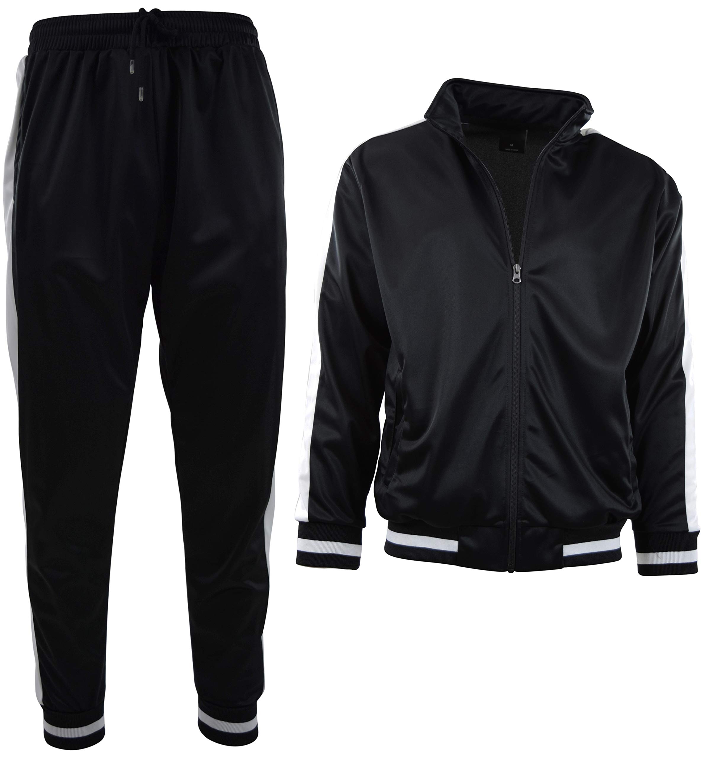 ChoiceApparel Mens Athletic 2 Piece Tracksuit Set (XL, 877-Black)