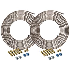 4lifetimelines - 1/4" x 25' true copper-nickel alloy non-magnetic, brake line tubing coils and fittings, 2 complete kits, brake line roll and fittings, copper nickel tubing, fuel line repair