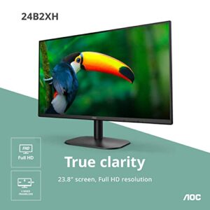 AOC 24B2XH 24" Full HD IPS Monitor, 3-Sided Frameless & Ultra Slim HDMI and VGA inputs, Lowblue Mode, VESA compatible,Black