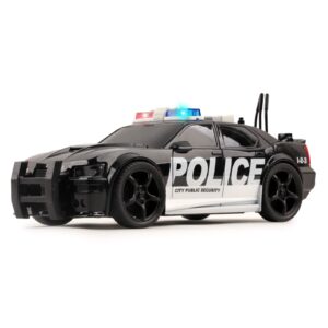 vokodo police car friction powered 1:20 scale with lights sirens and sounds durable kids rescue emergency city cop vehicle push and go pursuit swat toy pretend play great gift for children boys girls