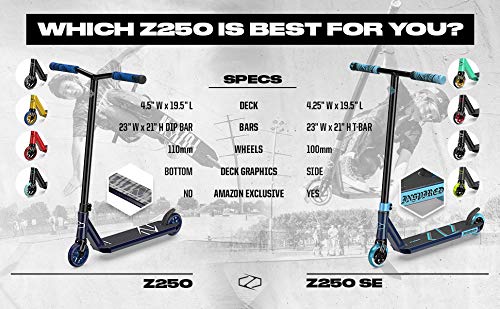 Fuzion Z250 SE Pro Scooters - Trick Scooter - Intermediate and Beginner Stunt Scooters for Kids 8 Years and Up, Teens and Adults – Durable Freestyle Kick Scooter for Boys and Girls (Red/Black)