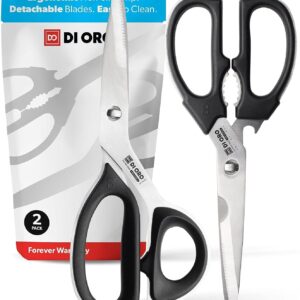 DI ORO Heavy Duty Kitchen Shears - Kitchen Scissors All Purpose - Sharp Kitchen Scissors for Food, Meat, & Herbs - Stainless Steel Kitchen Shears Heavy Duty & Dishwasher Safe - Bone Cutting Scissors