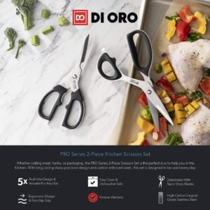 DI ORO Heavy Duty Kitchen Shears - Kitchen Scissors All Purpose - Sharp Kitchen Scissors for Food, Meat, & Herbs - Stainless Steel Kitchen Shears Heavy Duty & Dishwasher Safe - Bone Cutting Scissors