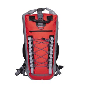 rockagator waterproof backpacks - hydric series 40 liter hunting camouflage quick-submersion waterproof backpack, river dry bag for canoeing, kayaking or rafting, red rock
