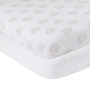 ely's & co. crib sheet 2-pack combed jersey cotton for baby boy or baby girl (grey dottie)