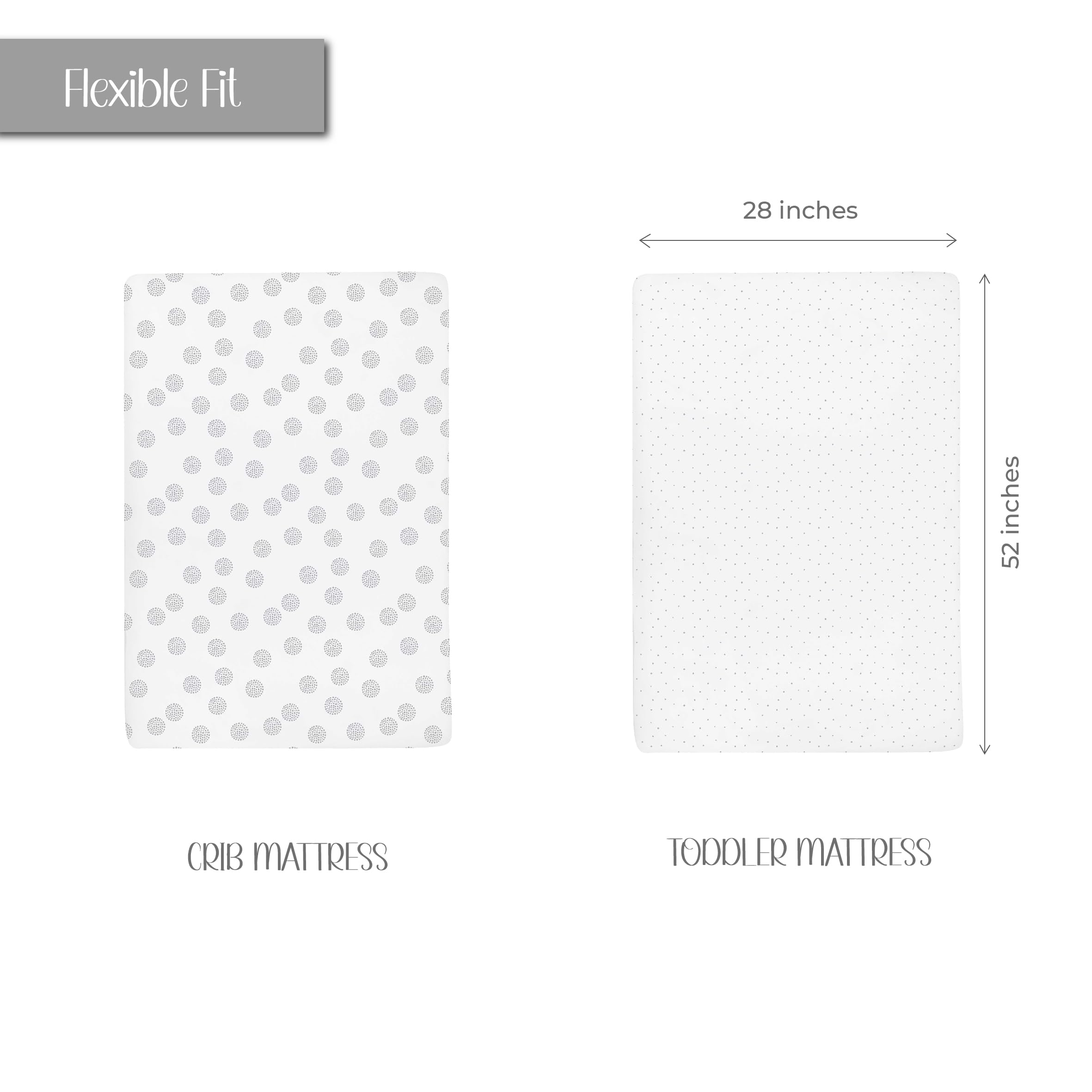 Ely's & Co. Crib Sheet 2-Pack Combed Jersey Cotton for Baby Boy or Baby Girl (Grey Dottie)