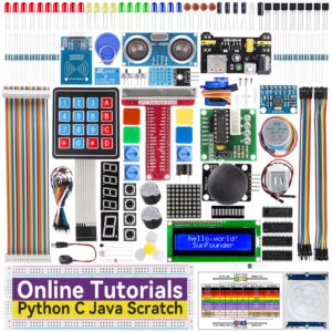 sunfounder starter kit for raspberry pi 5 4 b 3 b+ 400, 800+ page online tutorials, python c java scratch node.js, 120+ projects, 300 items for raspberry pi beginners