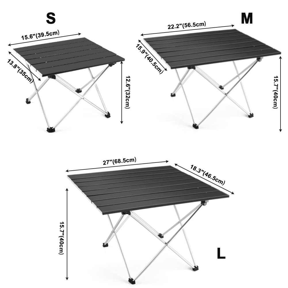 Outry Lightweight Aluminum Folding Table, Portable Camp Table, Outdoor Picnic Camping Backpacking Beach Patio Collapsible Foldable Table